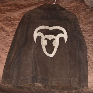Vintage unisex zodiac genuine suede western jacket